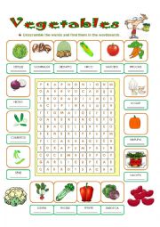 English Worksheet: VEGETABLES WORDSEARCH