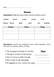 English Worksheet: Worksheet nouns