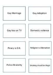 English Worksheet: Polemic topics cards 