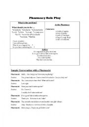 English Worksheet: Pharmacy Role Play