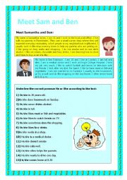 English Worksheet: Meet Sam & Ben