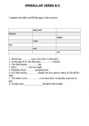 English Worksheet: Irregular verbs 