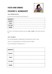 English Worksheet: Pairwork -  What did you eat yesterday