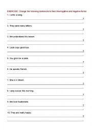 English Worksheet: Present Tense