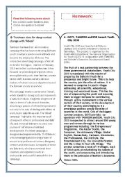 English Worksheet: Reading text