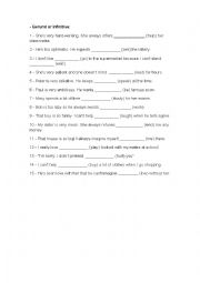 English Worksheet: Gerund or infinitive