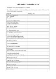 English Worksheet: Phone Dialogue - Problems with an Order