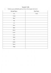 English Worksheet: Irregular verbs