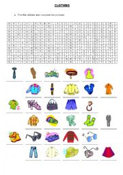 Clothing Wordsearch