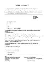 English Worksheet: work experience