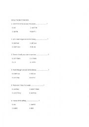 English Worksheet: question tag