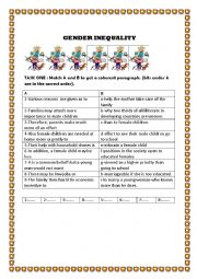 English Worksheet: gender inequality