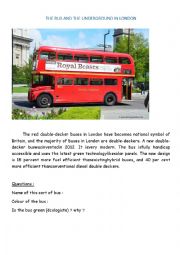 English Worksheet: Bus and underground in London