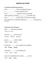 English Worksheet: Irregular Verbs Exercises