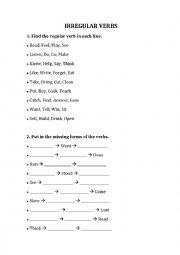English Worksheet: Irregular Verbs Exercises