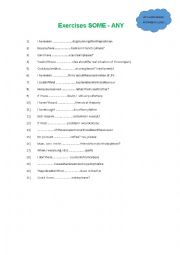 English Worksheet: Some Any exercise