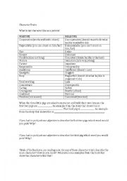 English Worksheet: Character Traits Using the Three Little Pigs