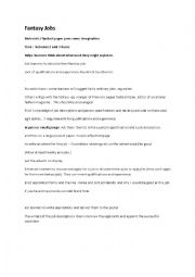 English Worksheet: Fantasy Jobs