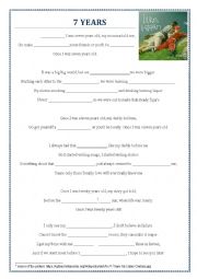 English Worksheet: Lukas Graham - 7 years (lyrics)