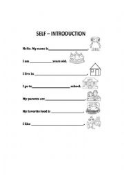 English Worksheet: Self introduction