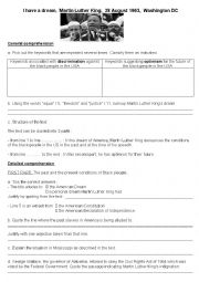 English Worksheet: I Have A Dream