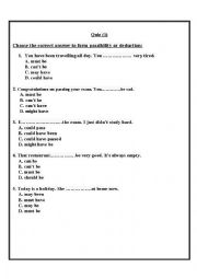 English Worksheet: possibility and deduction