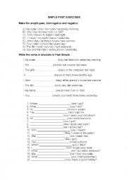 English Worksheet: simple past exercise