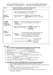 English Worksheet: Contrast- Concession Connectors