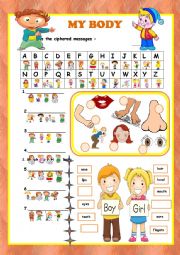 English Worksheet: My Body.  Cryptogram