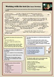 English Worksheet: Working with the text (Sir Isaac Newton)                         