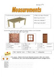 English Worksheet: measurements 