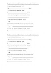 English Worksheet: Transformation sentences