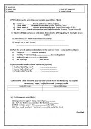 English Worksheet: quiz- 2 semester