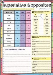 English Worksheet: Superlative and Opposites