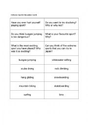 English Worksheet: Extreme Sports discussion cards