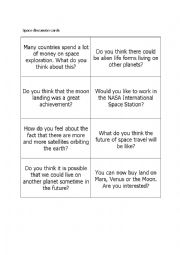 English Worksheet: Space discussion cards