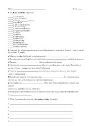 English Worksheet: do make take