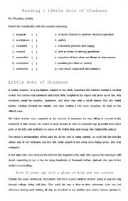 English Worksheet: Little Act of Kindness