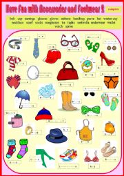 English Worksheet: Vocab - Have Fun with Accessories and Footwear 2 