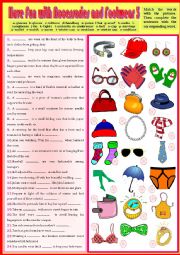 English Worksheet: Vocab - Have Fun with Accessories and Footwear 3 