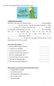 English Worksheet: JACK AND THE BEANSTALK