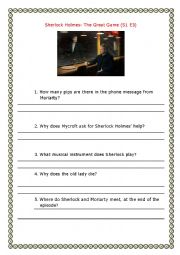 English Worksheet: Sherlock Holmes- The great game