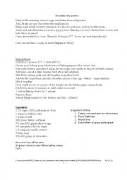 English Worksheet: follow baking and cooking directions: cookies