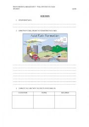 English Worksheet: Acid Rain: Formation and Effects