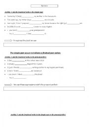 English Worksheet: simple past VS present perfect