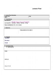 English Worksheet: lesson plan form