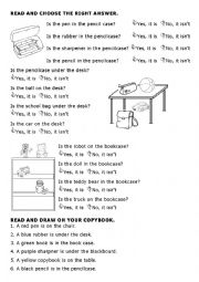 English Worksheet: Toys and school objects positions