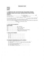 English Worksheet: Progress Test 4th grade