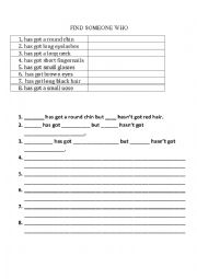English Worksheet: have you got... Find someone who