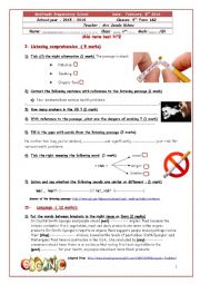 English Worksheet: mid term test 2 9th form 